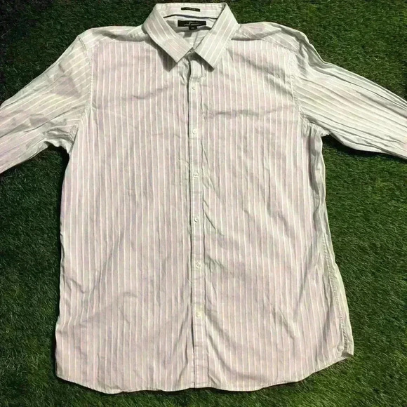 Marc Anthony Slim Fit Button-Up Shirt Men's 2XL Long Sleeve blue white Striped - Picture 1 of 4